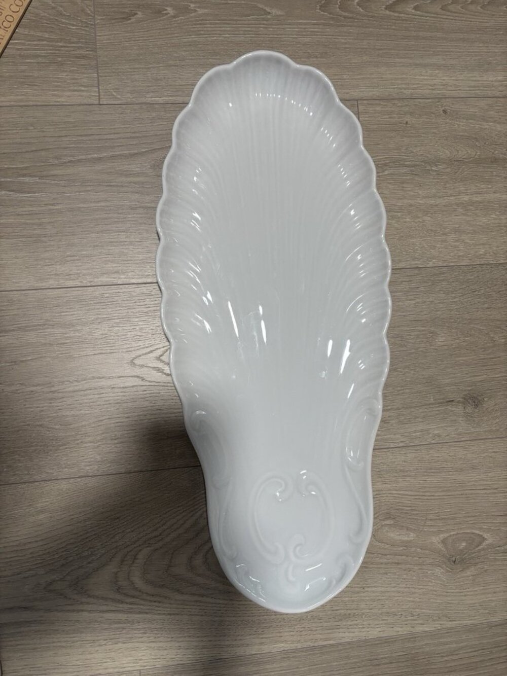 Apilco France Large Swirl Shell Porcelain Serving Platter Tray 22” Nice!